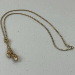 VTG Tassel Statement Necklace Gold Tone Modernist Style Boho 18 inches costume